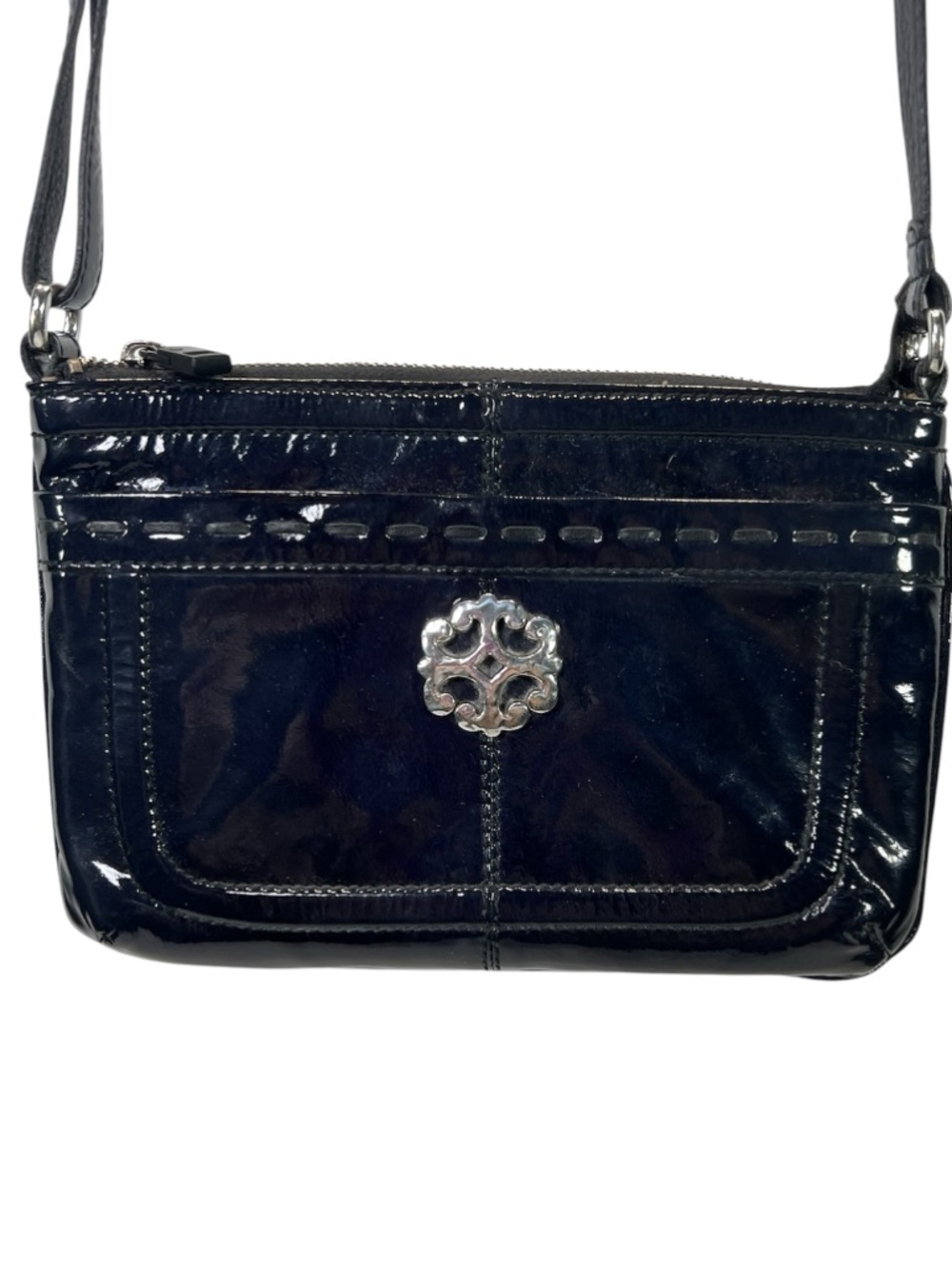 Brighton Small Black Patent Leather Black Crossbody Organizer